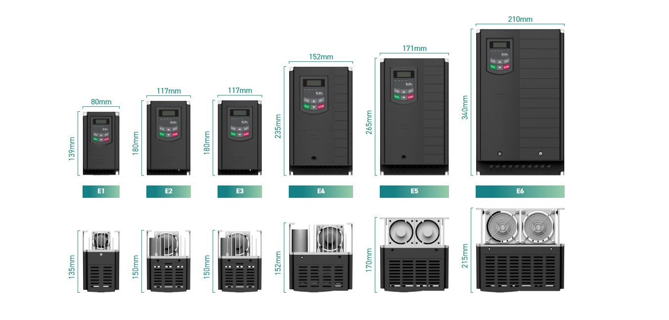 VFD E2100-0007T2E1 - 240V / 1 HP / Nema 1 / 3 in 3 out / 4.5 A / 0.75 KW